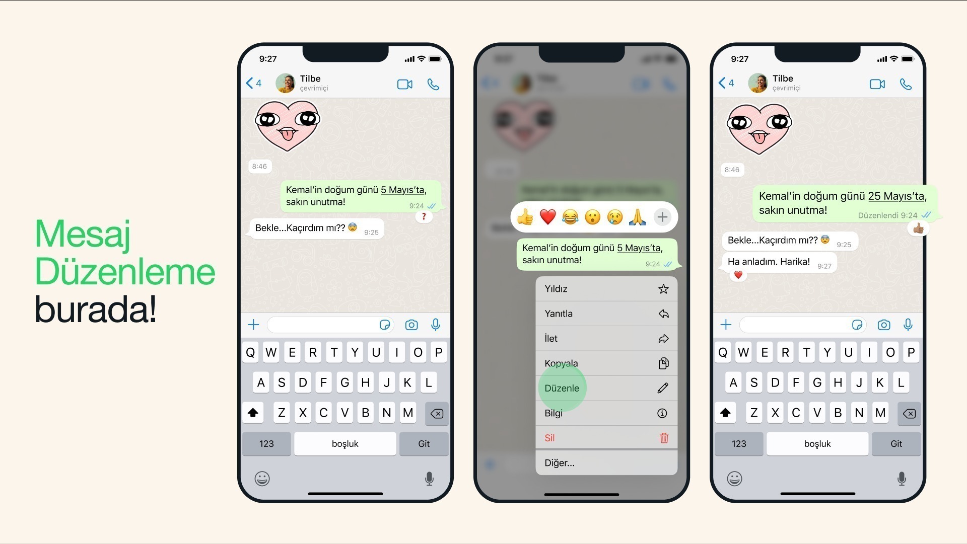 whatsapp mesaj düzenleme nasıl yapılır