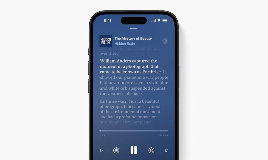 iOS 17.4 ile sürpriz yenilik, Podcast yazıya dökülecek 1.Resim