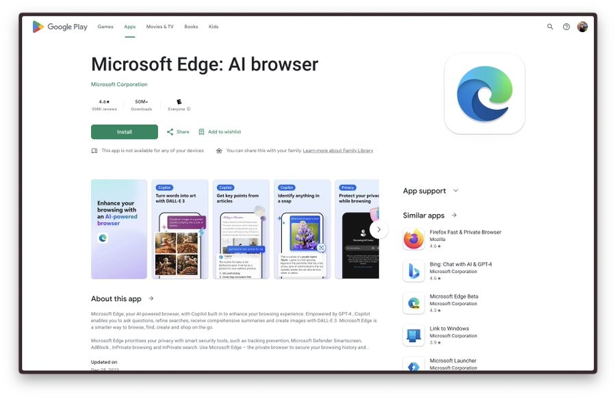 Microsoft Edge&#8217;in adı hem Android hem iOS&#8217;ta değişti: Yapay zeka ile yenilendi! 1.Resim