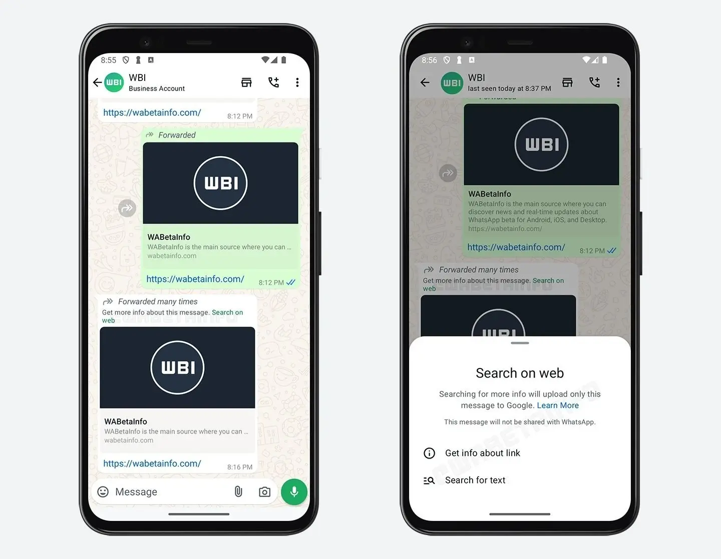 WhatsApp&#8217;a URL doğruma geliyor. Daha güvenli olacak 1.Resim